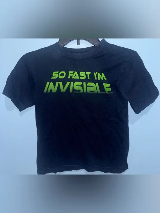 Place blue Tee with Neon Green "So Fast I'm Invisible" Graphic - Picture 1 of 3